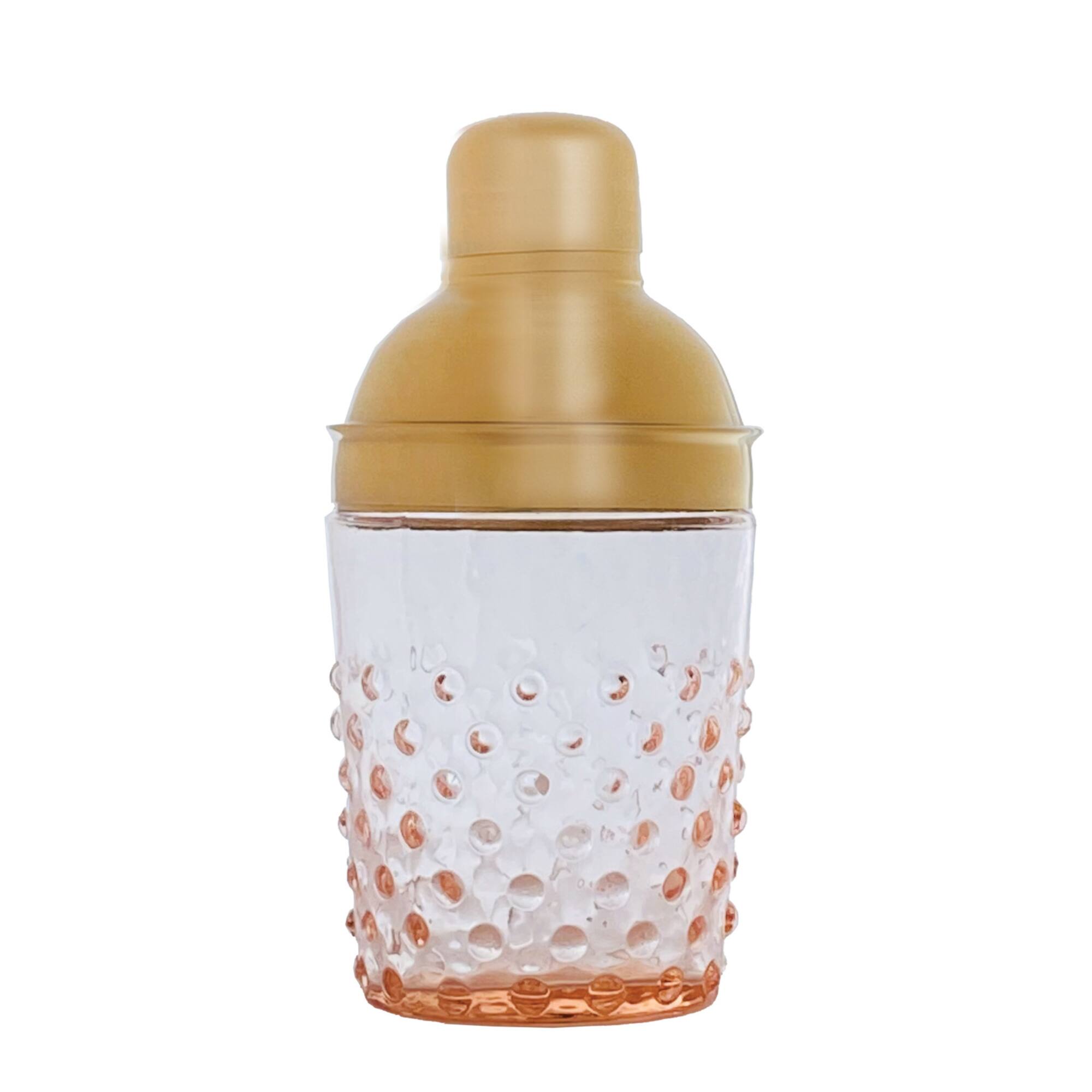 Hello Honey® Pink & Gold Hand-Blown Glass & Stainless Steel Hobnail Cocktail Shaker